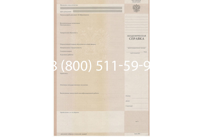 Купить Академическая справка 1996-2009 года в Уфе