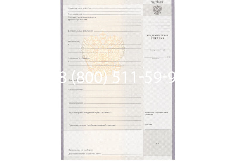 Купить Академическая справка образца 2010-2011 год для колледжа в Уфе