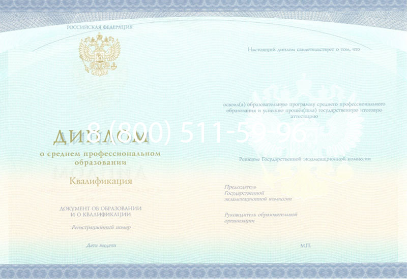 Купить Диплом техникума (Спецбланк) 2014-2026 года в Уфе